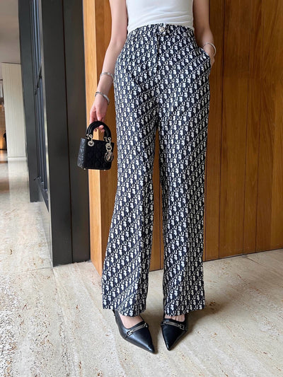 Pantalon Palazzo Imprimé Chic - Coupe Droite Taille Haute Luxueuse
