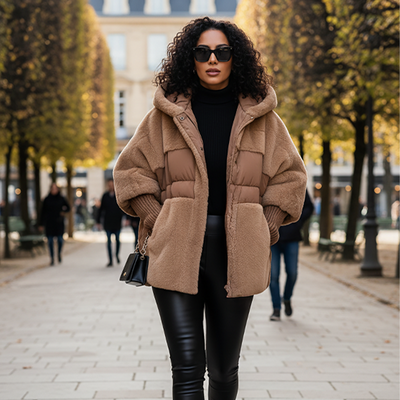 🔥Pré-réchauffement hivernal - Remises énormes🔥Manteau bouffant tricoté surdimensionné de luxe pour femme - Incontournable de l'hiver avec un design patchwork et une chaleur maximale !