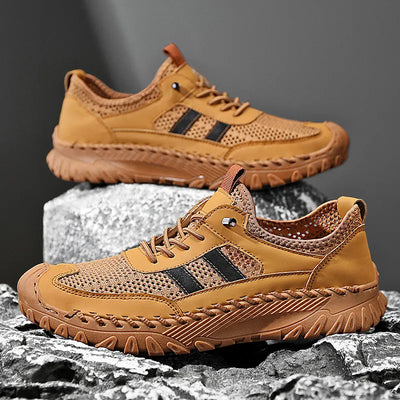 Chaussures de randonnée orthopédiques à enfiler en cuir pour homme