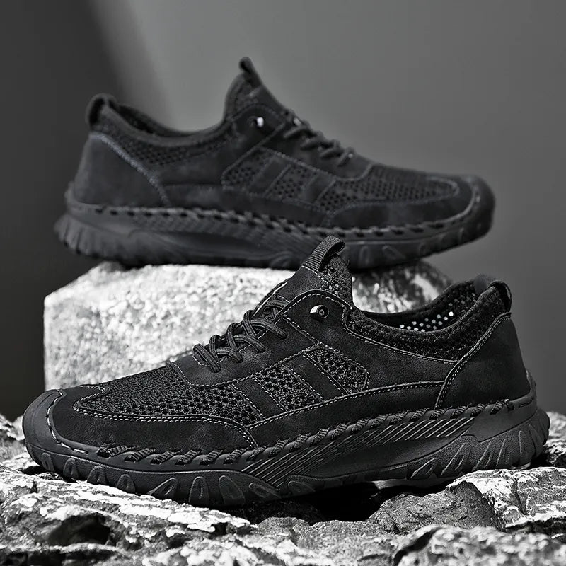 Chaussures de randonnée orthopédiques à enfiler en cuir pour homme