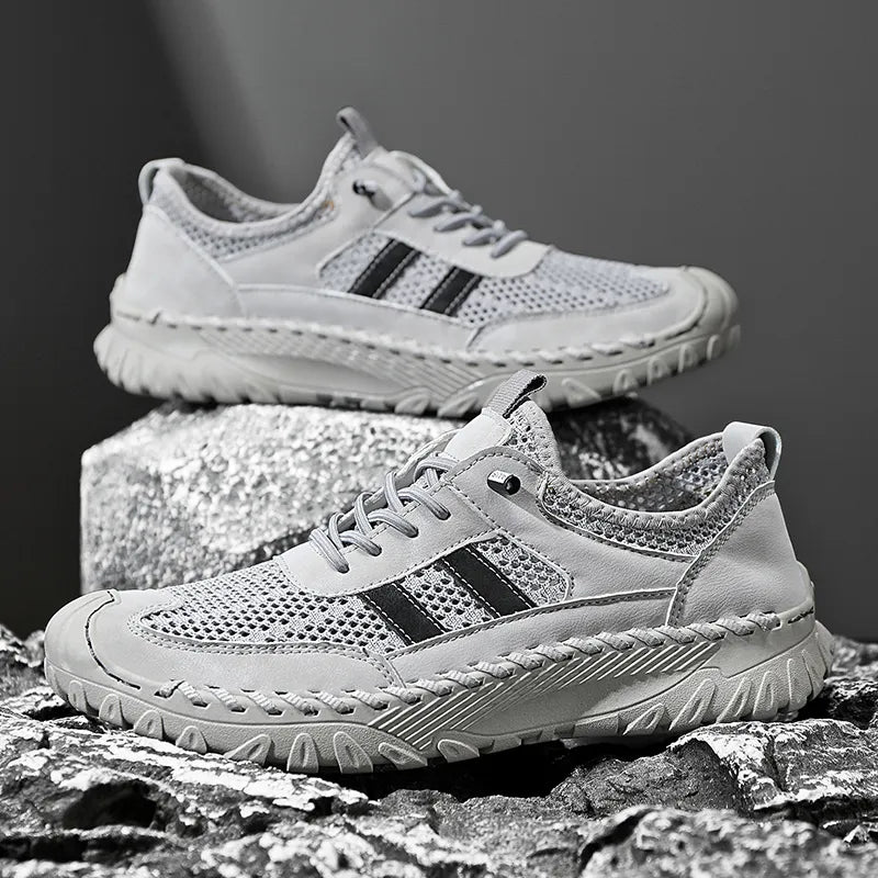 Chaussures de randonnée orthopédiques à enfiler en cuir pour homme