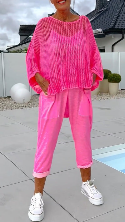 Combinaison + Smock creux à imprimé lettres pour femmes, tenue décontractée