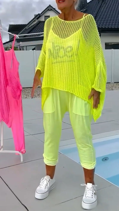 Combinaison + Smock creux à imprimé lettres pour femmes, tenue décontractée