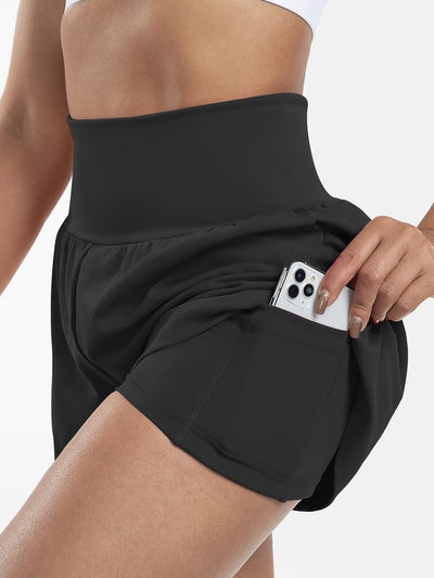 ✨️ 2025 Het försäljning 49% OFF🥰 Short de yoga 2-en-1 avec taille haute et poches latérales