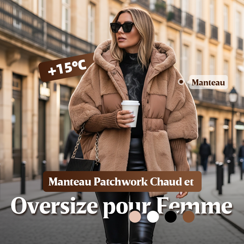 🔥Pré-réchauffement hivernal - Remises énormes🔥Manteau bouffant tricoté surdimensionné de luxe pour femme - Incontournable de l'hiver avec un design patchwork et une chaleur maximale !