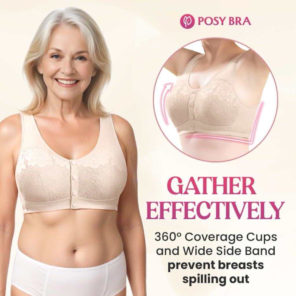 Soutien-gorge galbant sans fil confortable avec boutons sur le devant