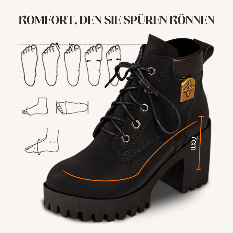 🔥【35-42】 👢✨Nouveauté automne 2025 : bottines pour femmes à talons épais et compensés — modèle rétro à lacets
