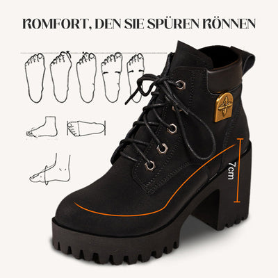 🔥【35-42】 👢✨Nouveauté automne 2025 : bottines pour femmes à talons épais et compensés — modèle rétro à lacets