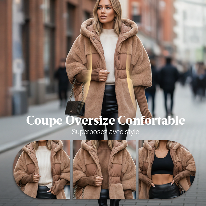 🔥Pré-réchauffement hivernal - Remises énormes🔥Manteau bouffant tricoté surdimensionné de luxe pour femme - Incontournable de l'hiver avec un design patchwork et une chaleur maximale !