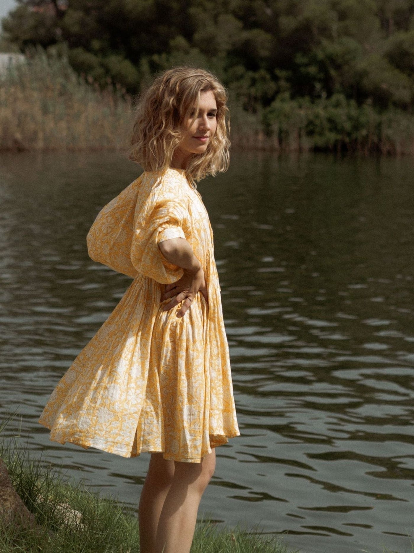 🔥50% DE RÉDUCTION🔥Robe courte d'été tunique florale à col en V et demi-manches