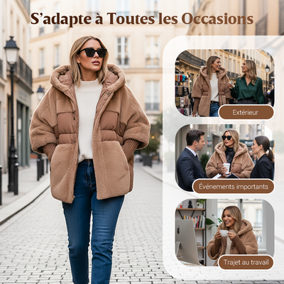 🔥Pré-réchauffement hivernal - Remises énormes🔥Manteau bouffant tricoté surdimensionné de luxe pour femme - Incontournable de l'hiver avec un design patchwork et une chaleur maximale !