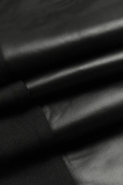 Pantalon en similicuir avec bordure contrastante et fermeture éclair