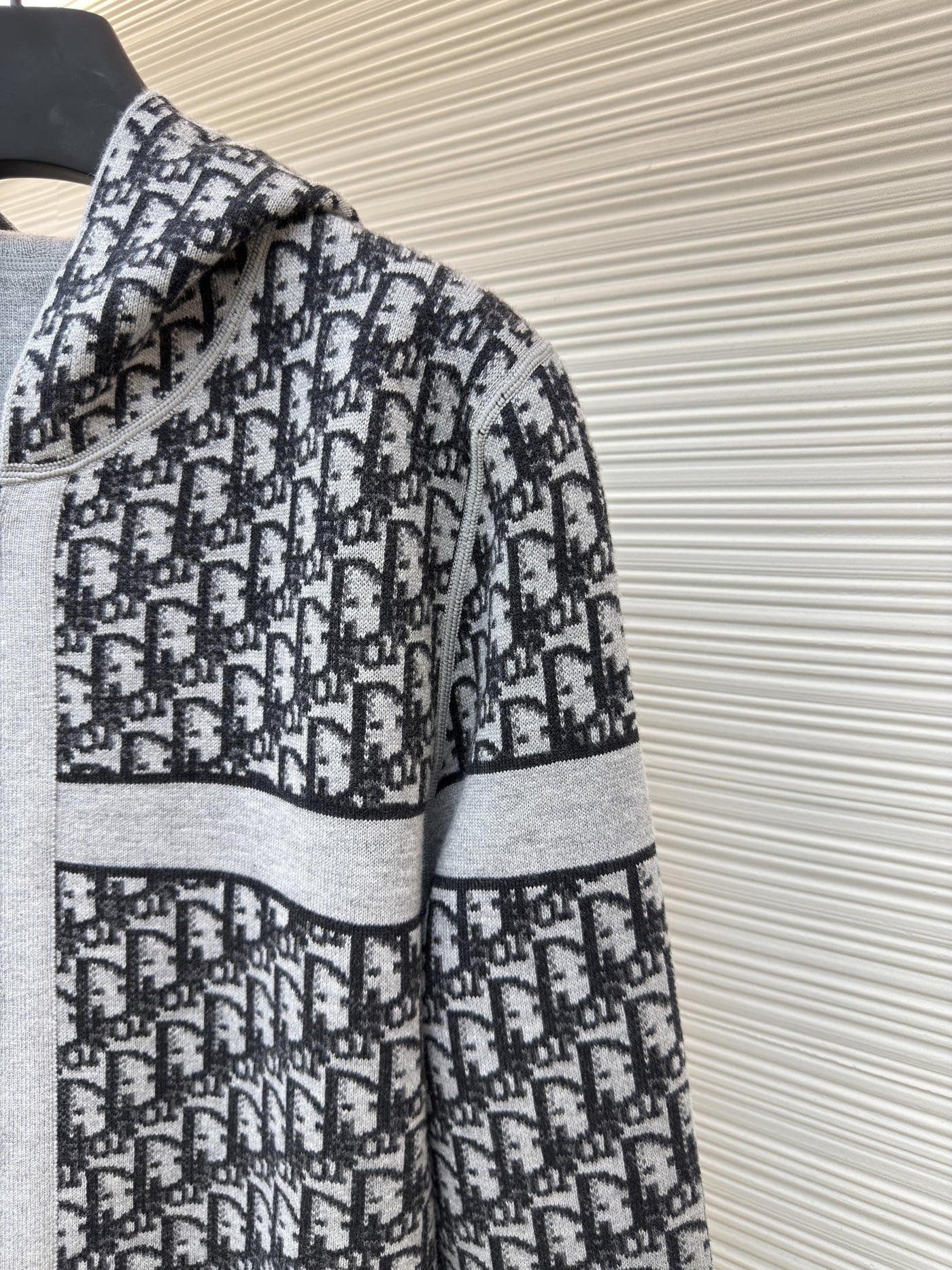 Oblique Black Reversible Zipped Cardigan with Hood