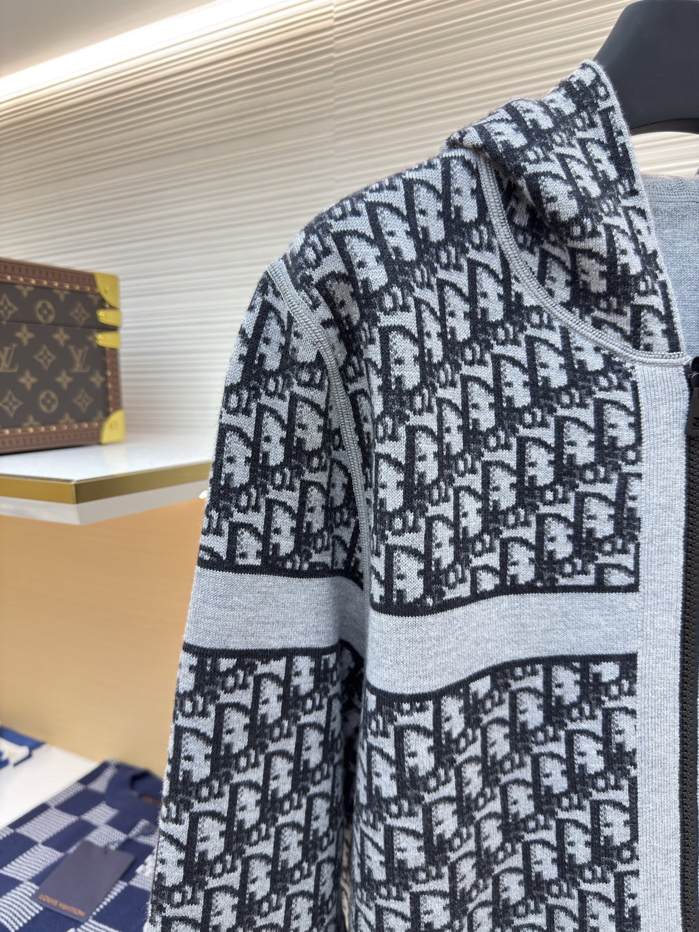 Oblique Black Reversible Zipped Cardigan with Hood