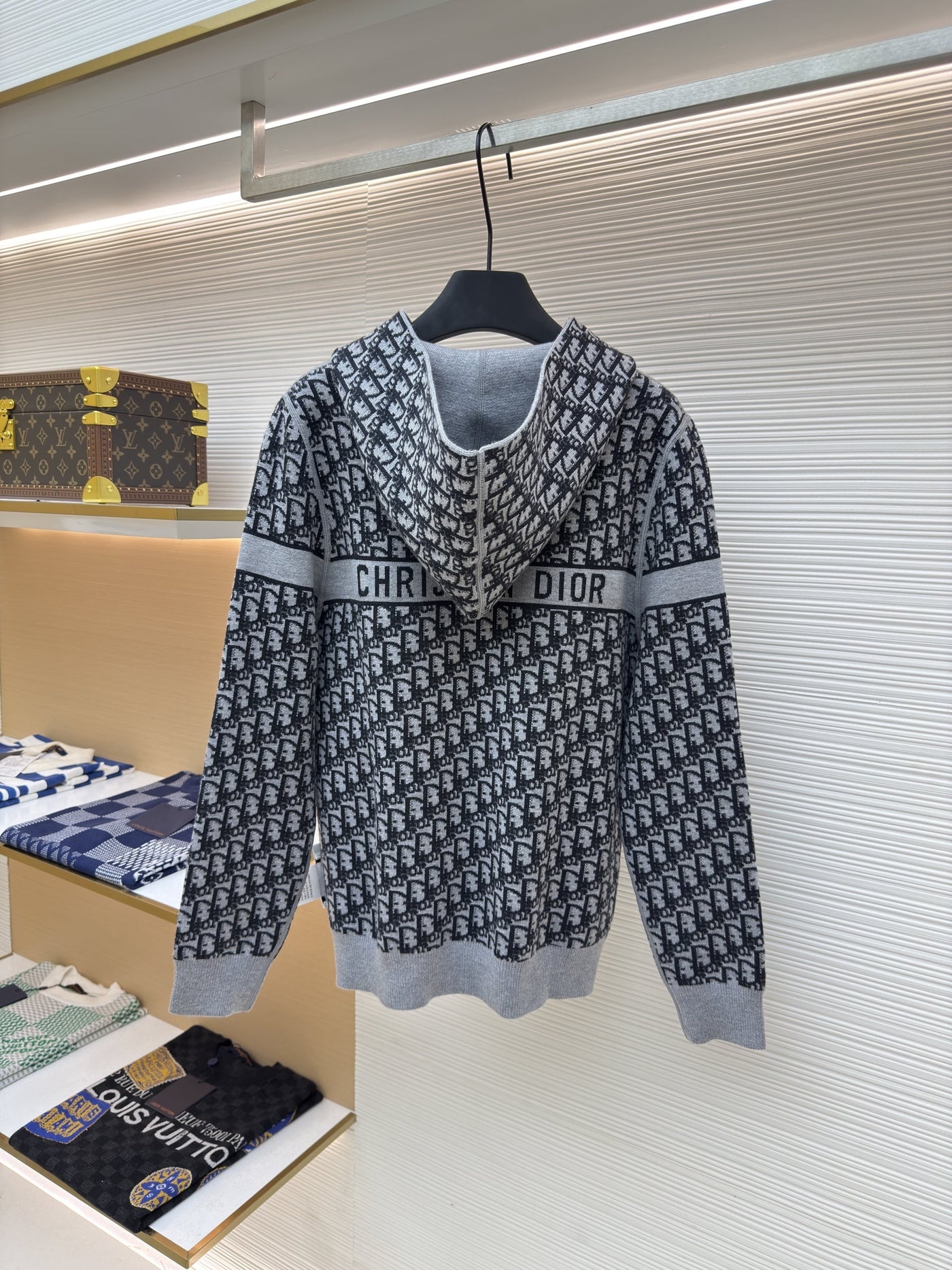 Oblique Black Reversible Zipped Cardigan with Hood