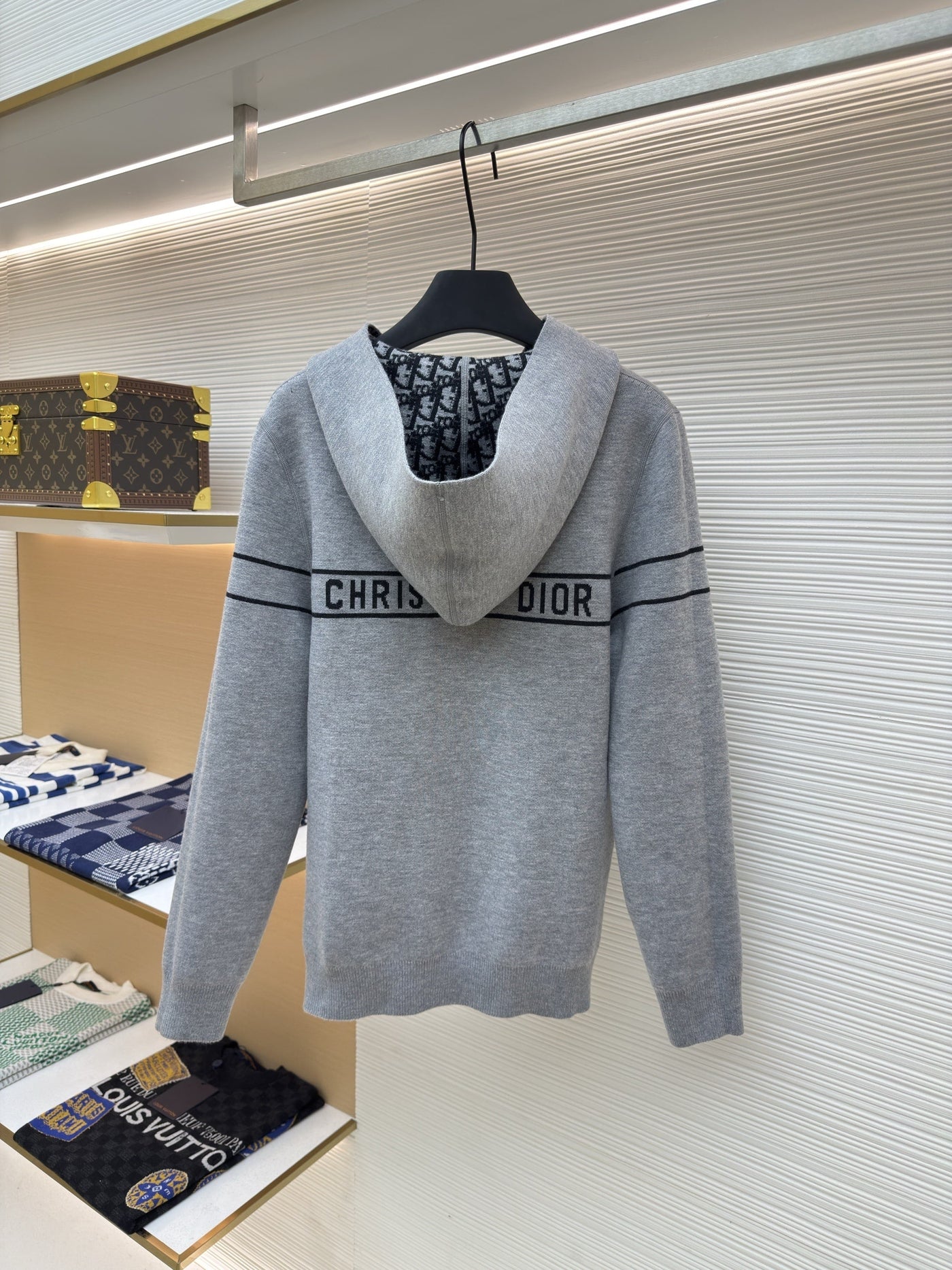 Oblique Black Reversible Zipped Cardigan with Hood