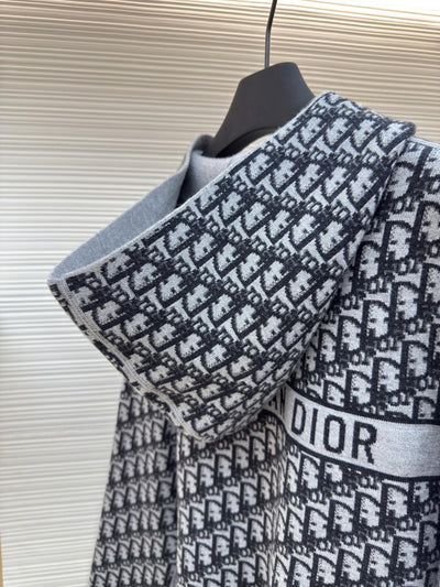 Oblique Black Reversible Zipped Cardigan with Hood