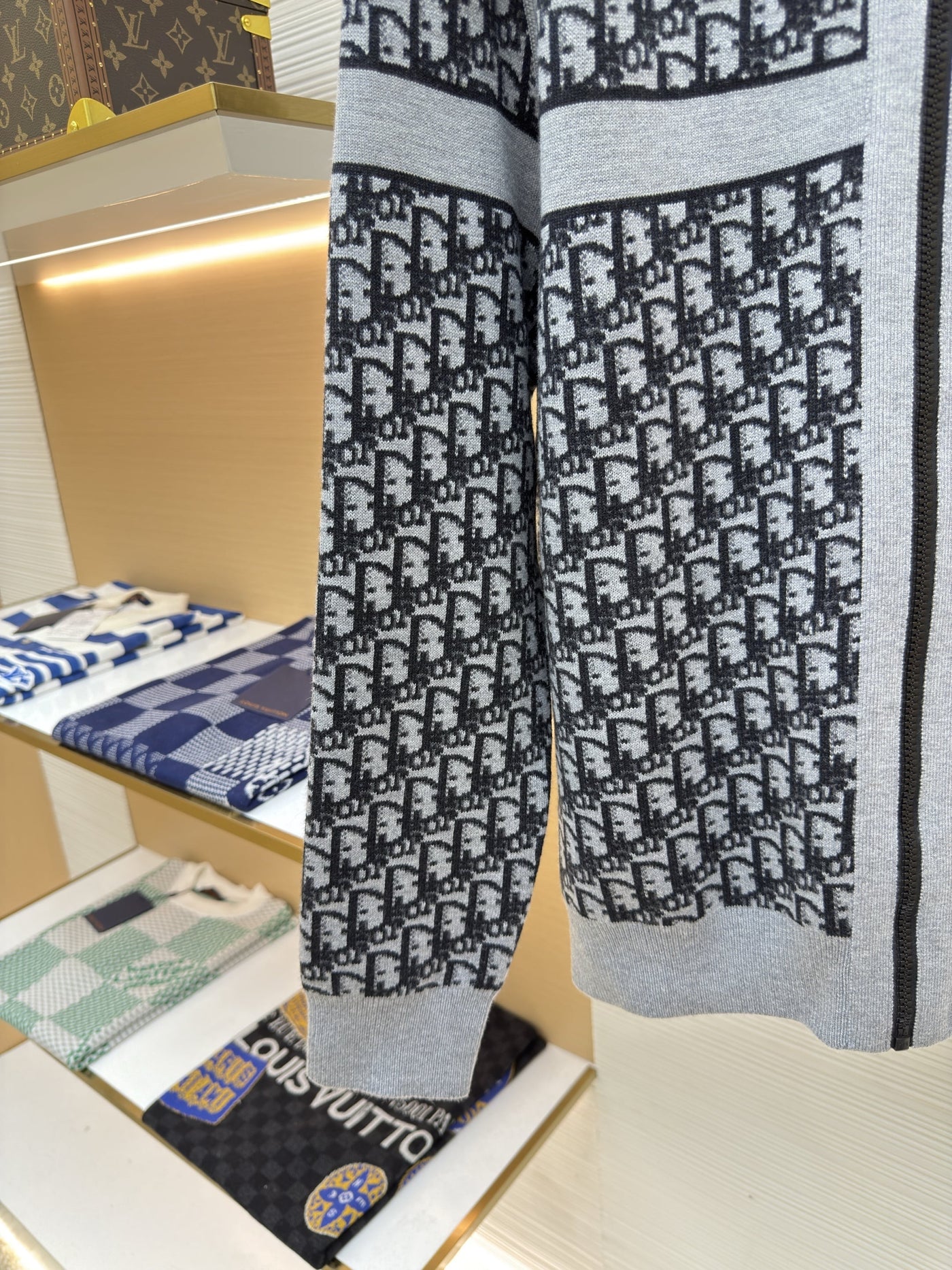 Oblique Black Reversible Zipped Cardigan with Hood