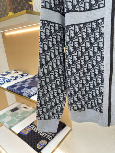 Oblique Black Reversible Zipped Cardigan with Hood