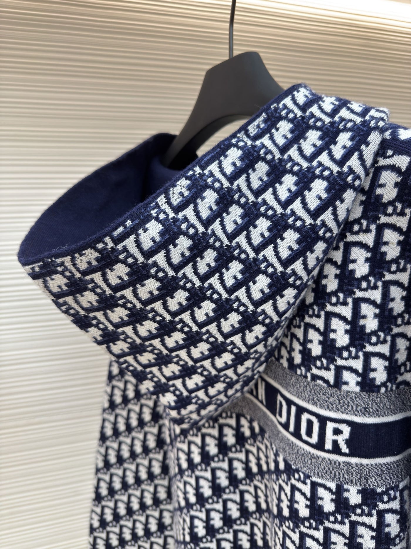 Oblique Blue Reversible Zipped Cardigan with Hood