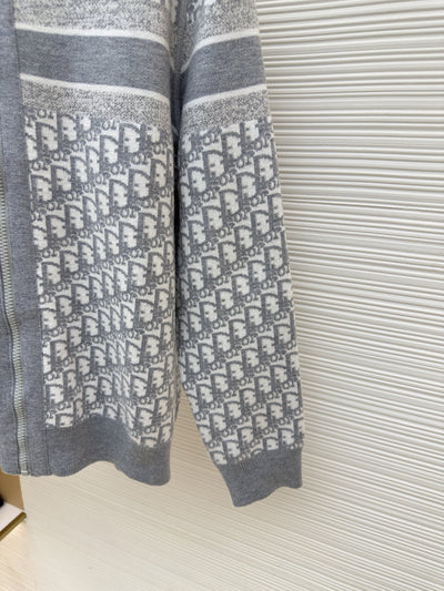 Oblique Grey Reversible Zipped Cardigan with Hood