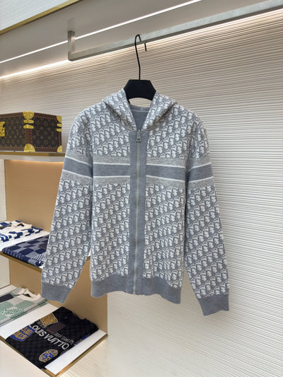 Oblique Grey Reversible Zipped Cardigan with Hood