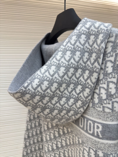 Oblique Grey Reversible Zipped Cardigan with Hood