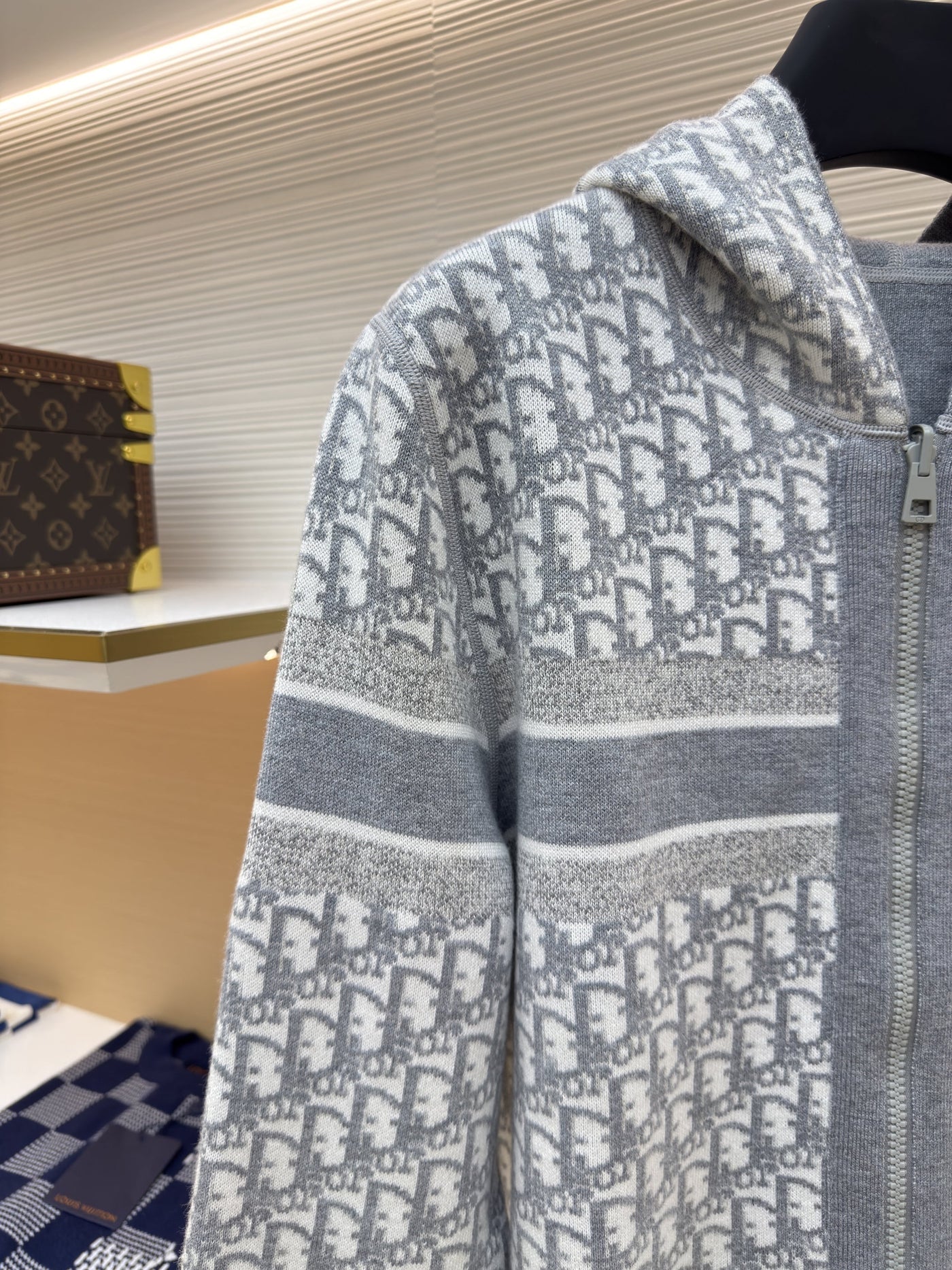 Oblique Grey Reversible Zipped Cardigan with Hood