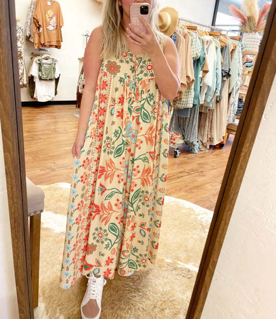 💐Combinaison à imprimé vintage avec manches amples