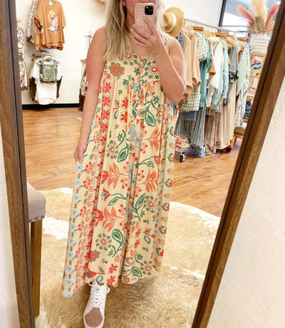 💐Combinaison à imprimé vintage avec manches amples