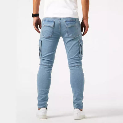 Pantalon cargo en denim stretch