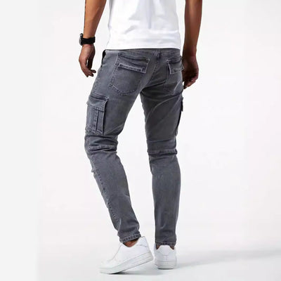 Pantalon cargo en denim stretch