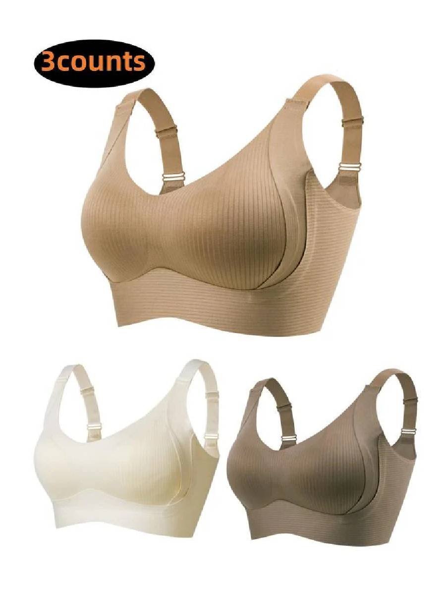 🎁Achetez 1 et obtenez 3 paquets💕Soutien-gorge push-up côtelé pour femmes, réglable et sans fil