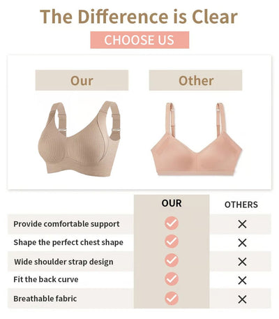 🎁Achetez 1 et obtenez 3 paquets💕Soutien-gorge push-up côtelé pour femmes, réglable et sans fil