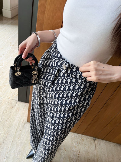 Pantalon Palazzo Imprimé Chic - Coupe Droite Taille Haute Luxueuse