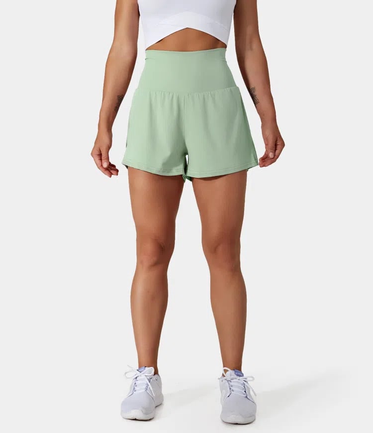 ✨️ 2025 Het försäljning 49% OFF🥰 Short de yoga 2-en-1 avec taille haute et poches latérales