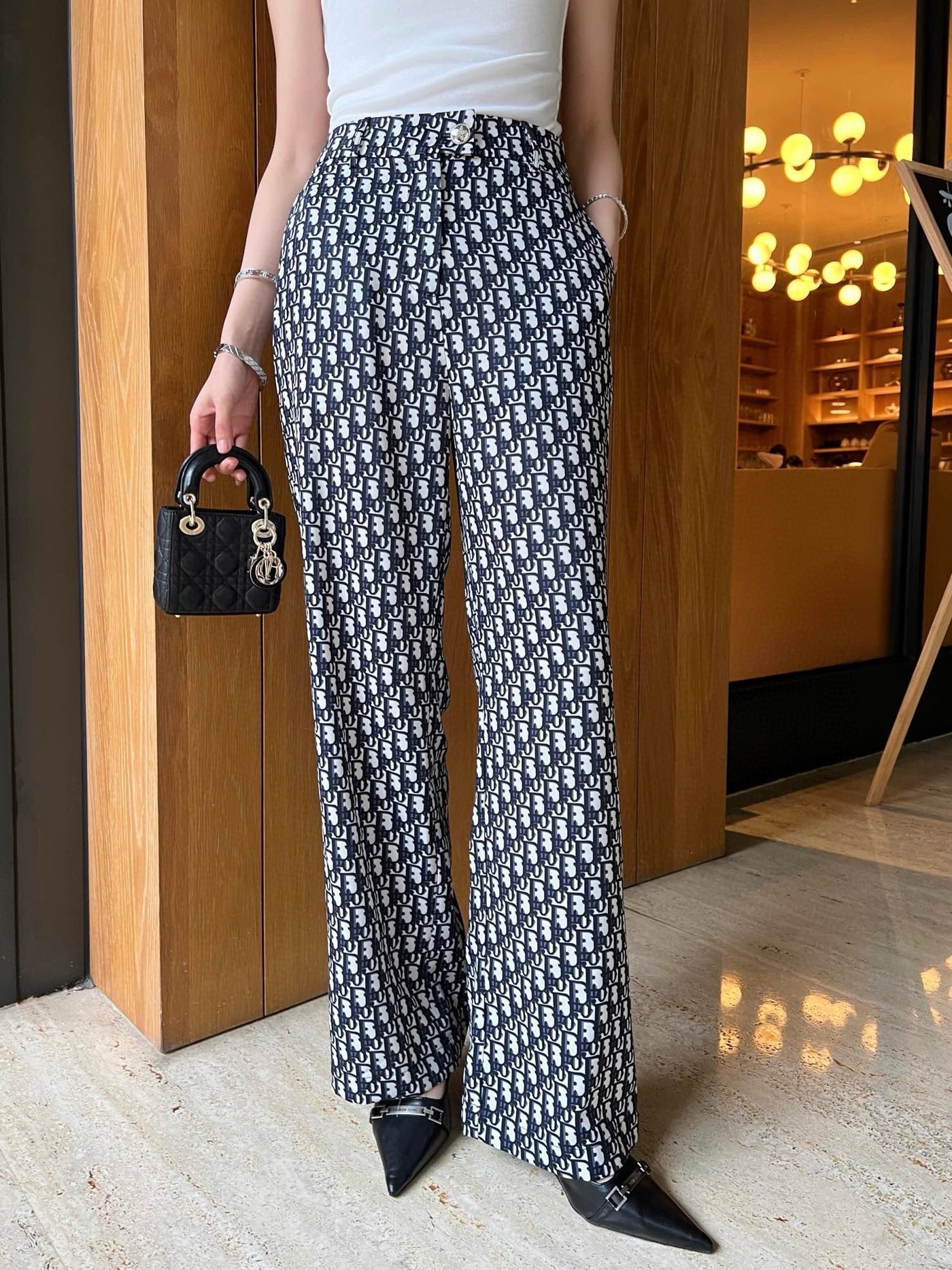 Pantalon Palazzo Imprimé Chic - Coupe Droite Taille Haute Luxueuse