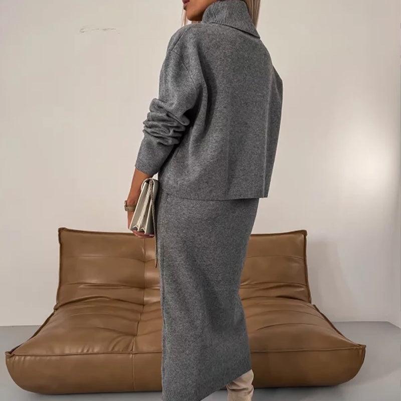 💥Ensemble robe midi et pull à col roulé