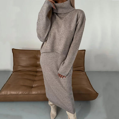 💥Ensemble robe midi et pull à col roulé