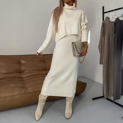 💥Ensemble robe midi et pull à col roulé