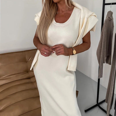 💥Ensemble robe midi et pull à col roulé