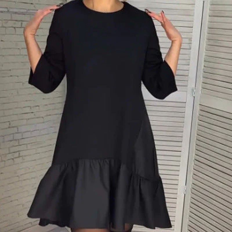 💥Vente à demi-prix pour le Nouvel An💥🎊Robe noire élégante à plis amples avec manches à sept pointes