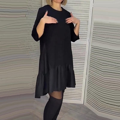 💥Vente à demi-prix pour le Nouvel An💥🎊Robe noire élégante à plis amples avec manches à sept pointes