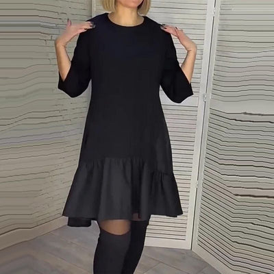 💥Vente à demi-prix pour le Nouvel An💥🎊Robe noire élégante à plis amples avec manches à sept pointes