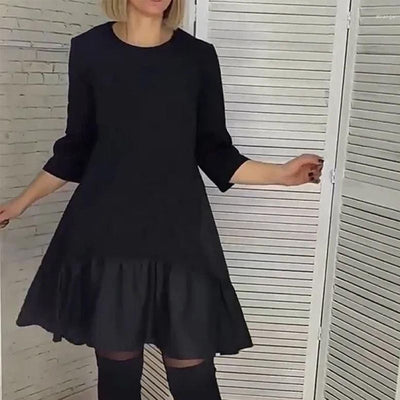 💥Vente à demi-prix pour le Nouvel An💥🎊Robe noire élégante à plis amples avec manches à sept pointes