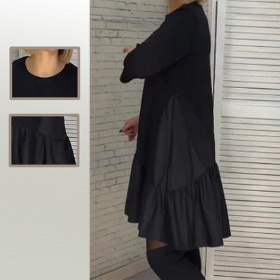 💥Vente à demi-prix pour le Nouvel An💥🎊Robe noire élégante à plis amples avec manches à sept pointes