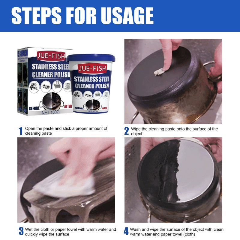 Pâte de nettoyage et de polissage très efficace pour les ustensiles de cuisine en acier inoxydable