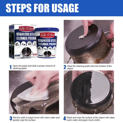 Pâte de nettoyage et de polissage très efficace pour les ustensiles de cuisine en acier inoxydable