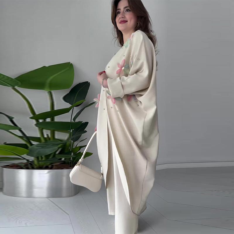 🌸Ensemble veste longue et pantalon décontracté à fleurs exquises pour femmes