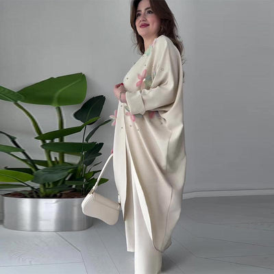 🌸Ensemble veste longue et pantalon décontracté à fleurs exquises pour femmes